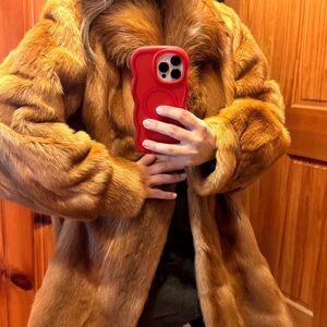 Vintage Red fox coat - knee length size m/L